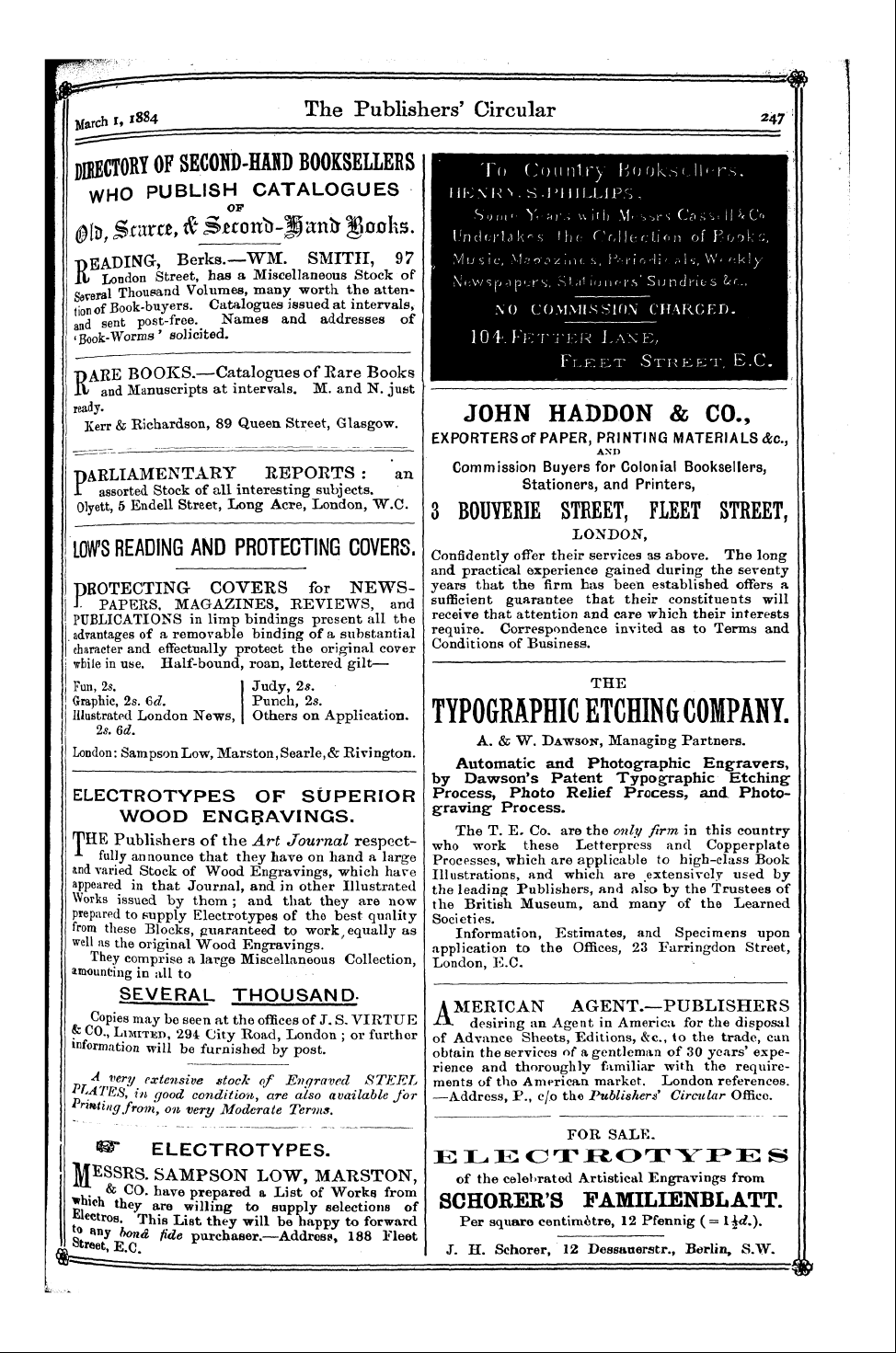 Publishers’ Circular (1880-1890): jS F Y, 1st edition - Ad05107