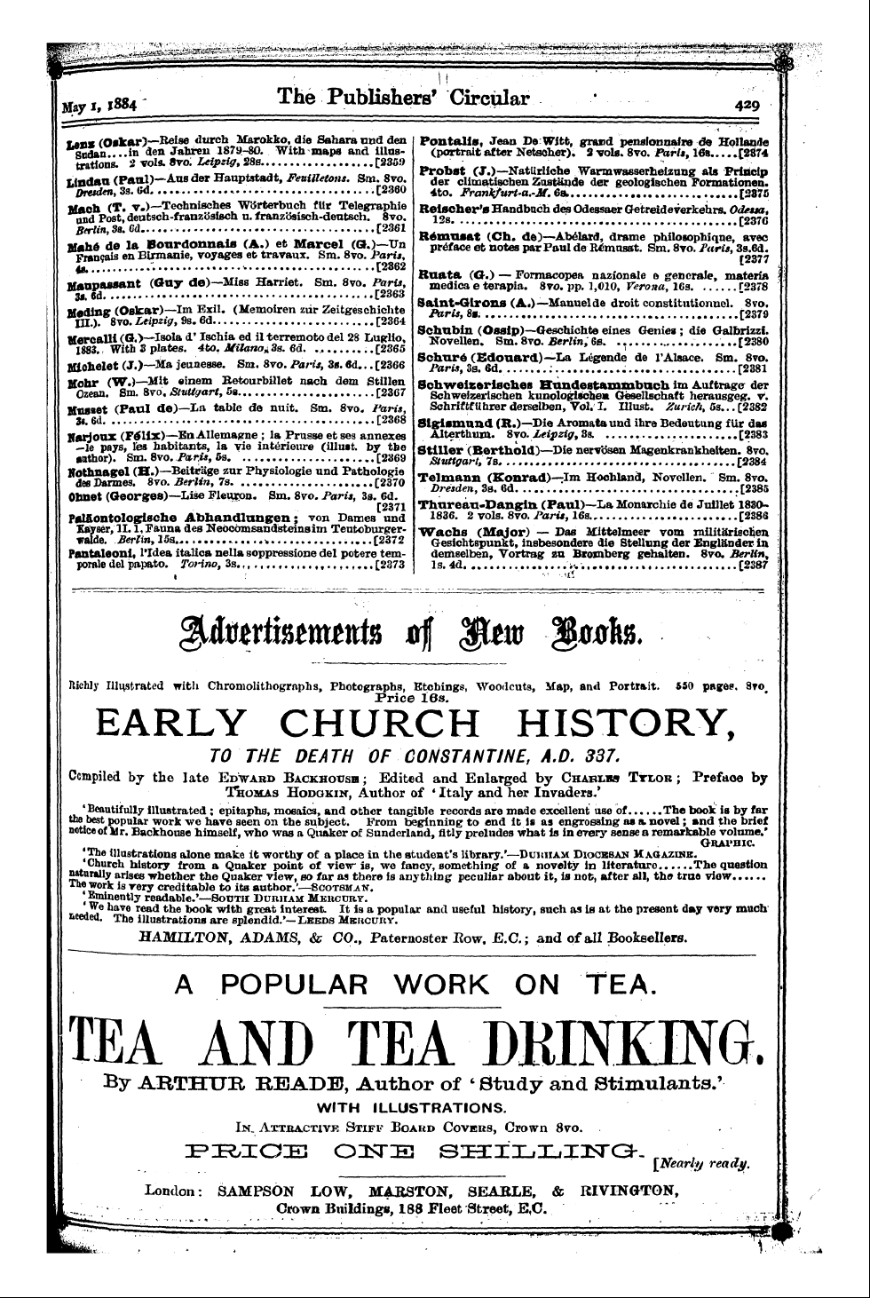 Publishers’ Circular (1880-1890): jS F Y, 1st edition - — - V. , Recent Foreign Works.