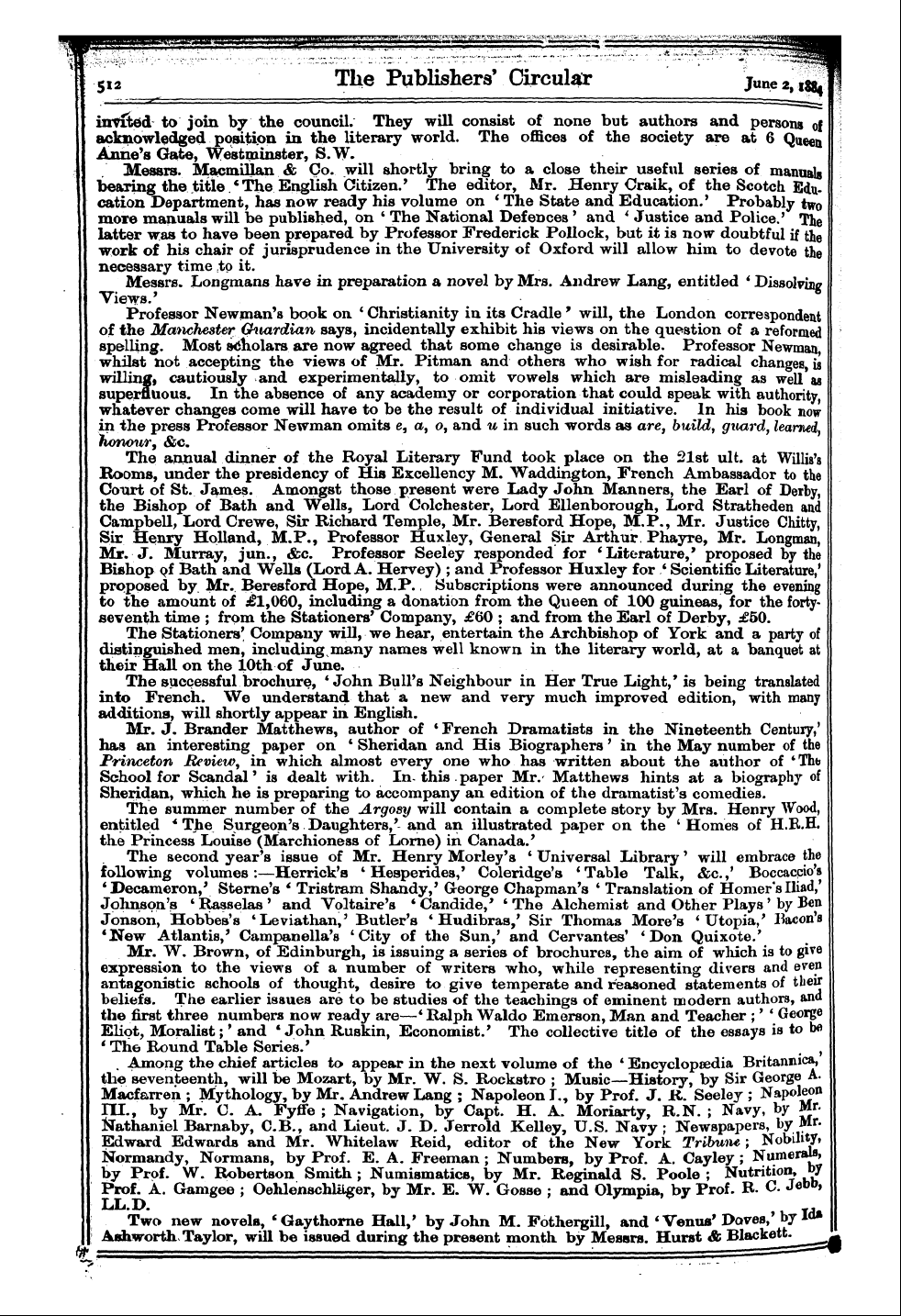 Publishers’ Circular (1880-1890): jS F Y, 1st edition: 4