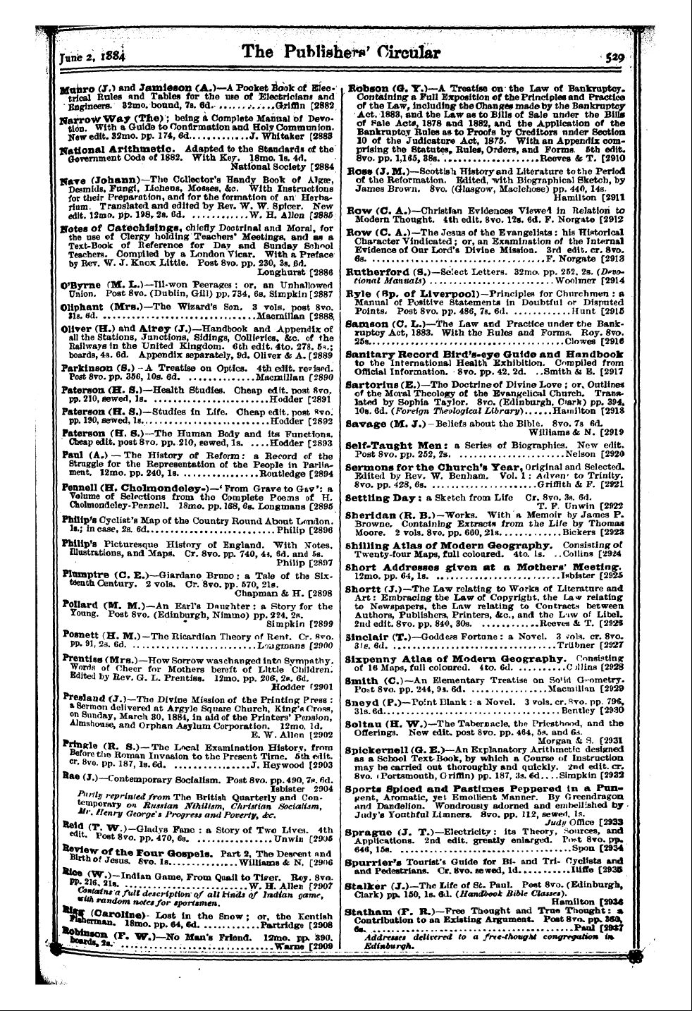 Publishers’ Circular (1880-1890): jS F Y, 1st edition: 21