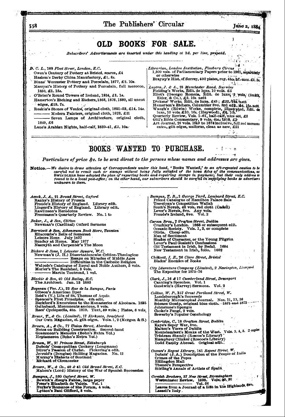 Publishers’ Circular (1880-1890): jS F Y, 1st edition: 50