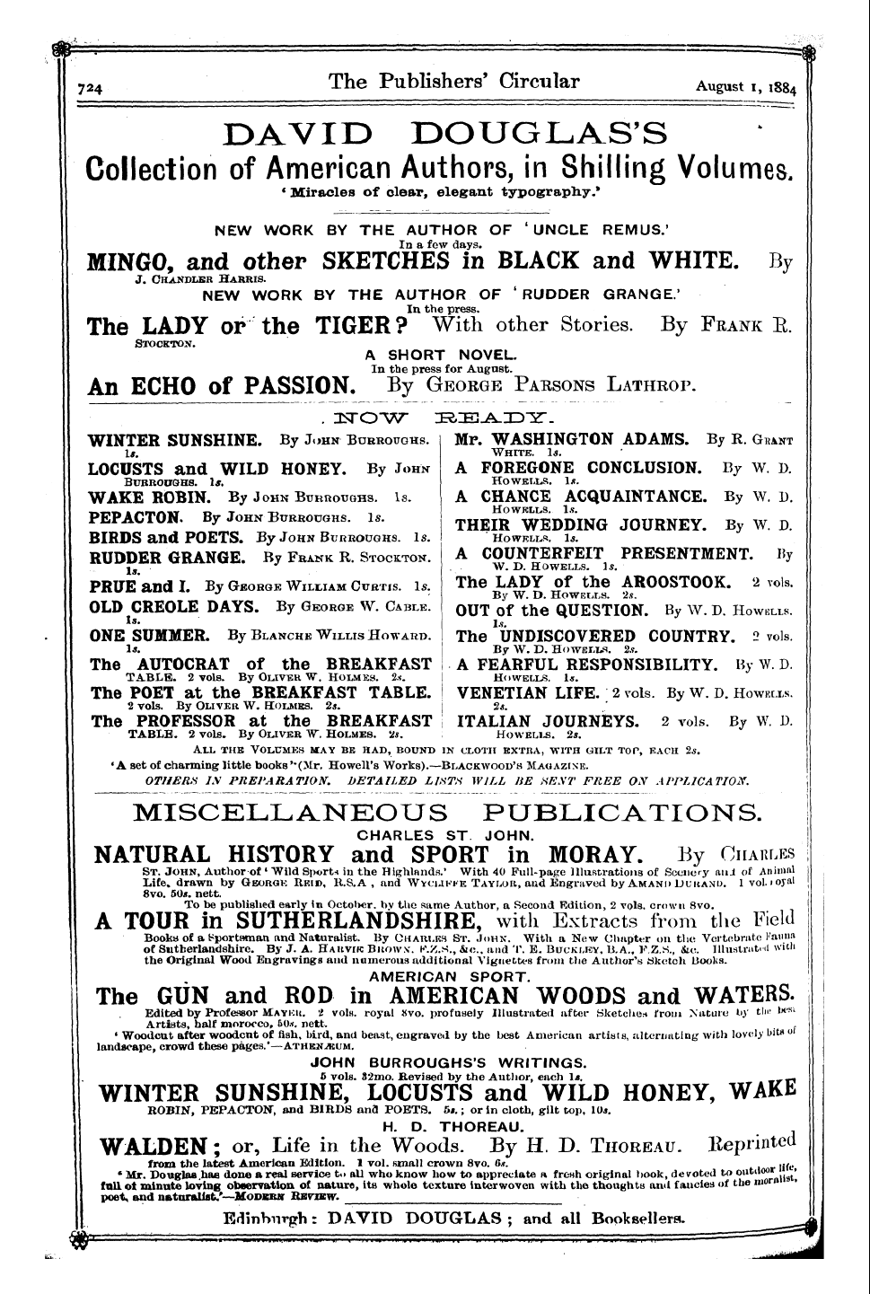 Publishers’ Circular (1880-1890): jS F Y, 1st edition - Ad02400