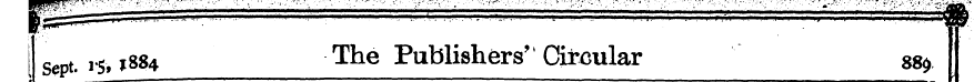 sept. 15 ,1884 The Publishers^ Circular ...