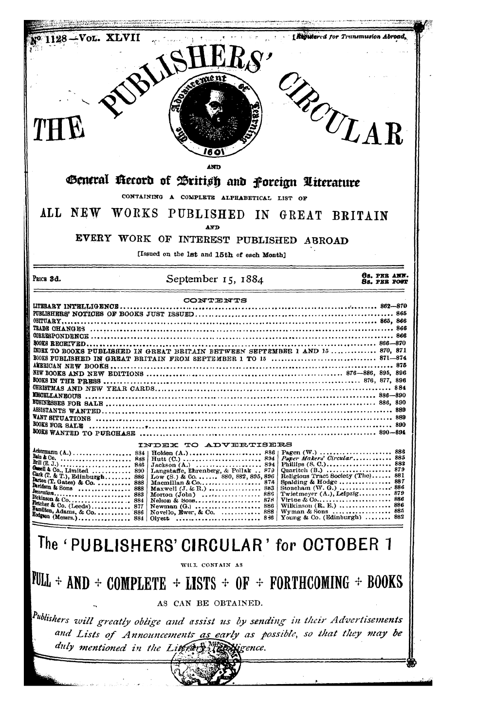 Publishers’ Circular (1880-1890): jS F Y, 1st edition - Bf Bra ^ ^ ; S ; ^ • ; ^ '' ' T" I In^^ ...