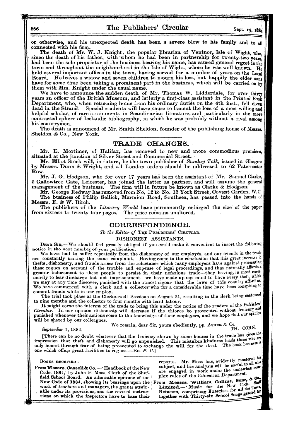 Publishers’ Circular (1880-1890): jS F Y, 1st edition - Correspondence. I To The Editor Of The P...