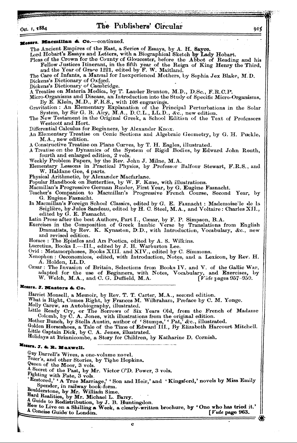Publishers’ Circular (1880-1890): jS F Y, 1st edition: 19