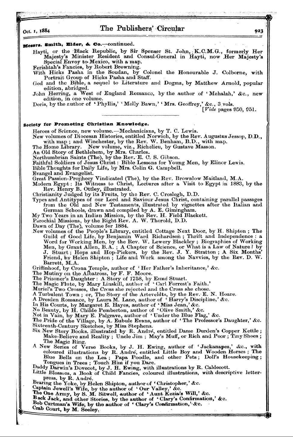 Publishers’ Circular (1880-1890): jS F Y, 1st edition - Society For Promoting- Christian Icnowle...