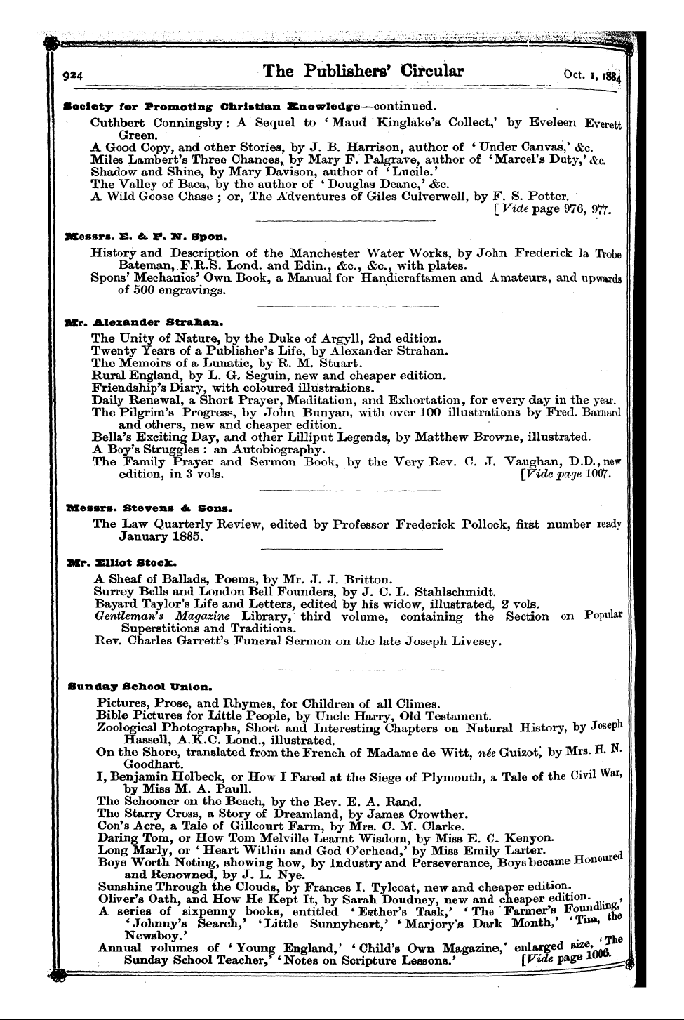 Publishers’ Circular (1880-1890): jS F Y, 1st edition - Messrs. B. &. I". W. Spon. I History Ibb...