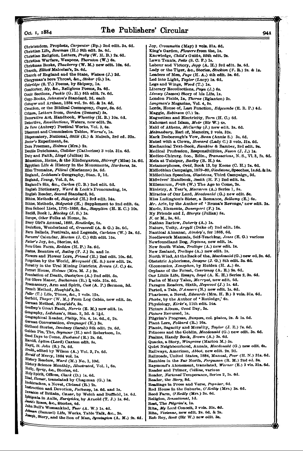 Publishers’ Circular (1880-1890): jS F Y, 1st edition - Octt H , 884 The Publishers' Circular ^ ...