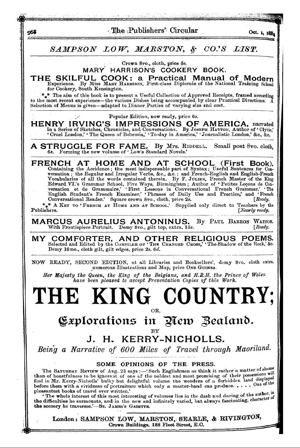 Publishers’ Circular (1880-1890): jS F Y, 1st edition: 72