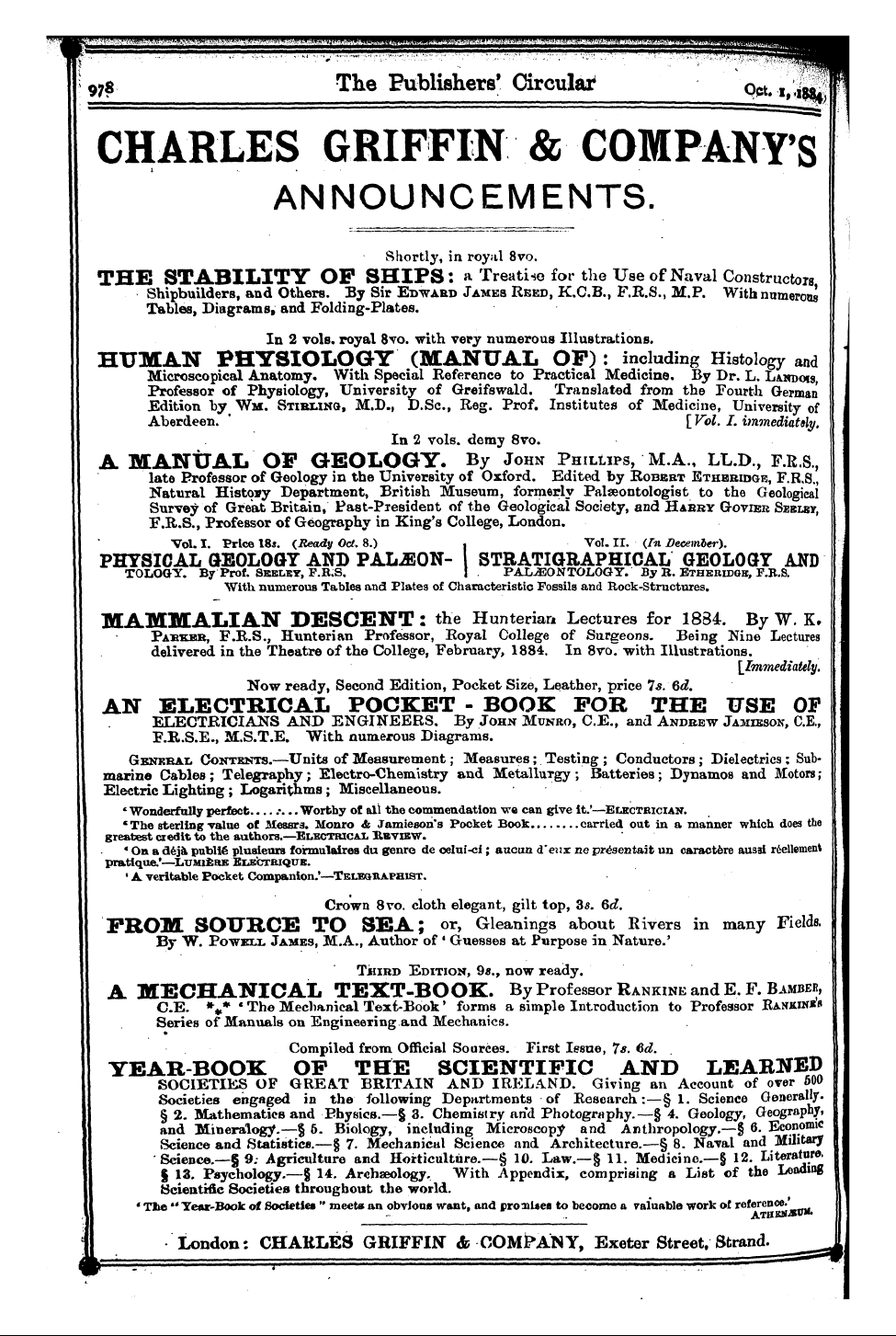 Publishers’ Circular (1880-1890): jS F Y, 1st edition - Ad08201