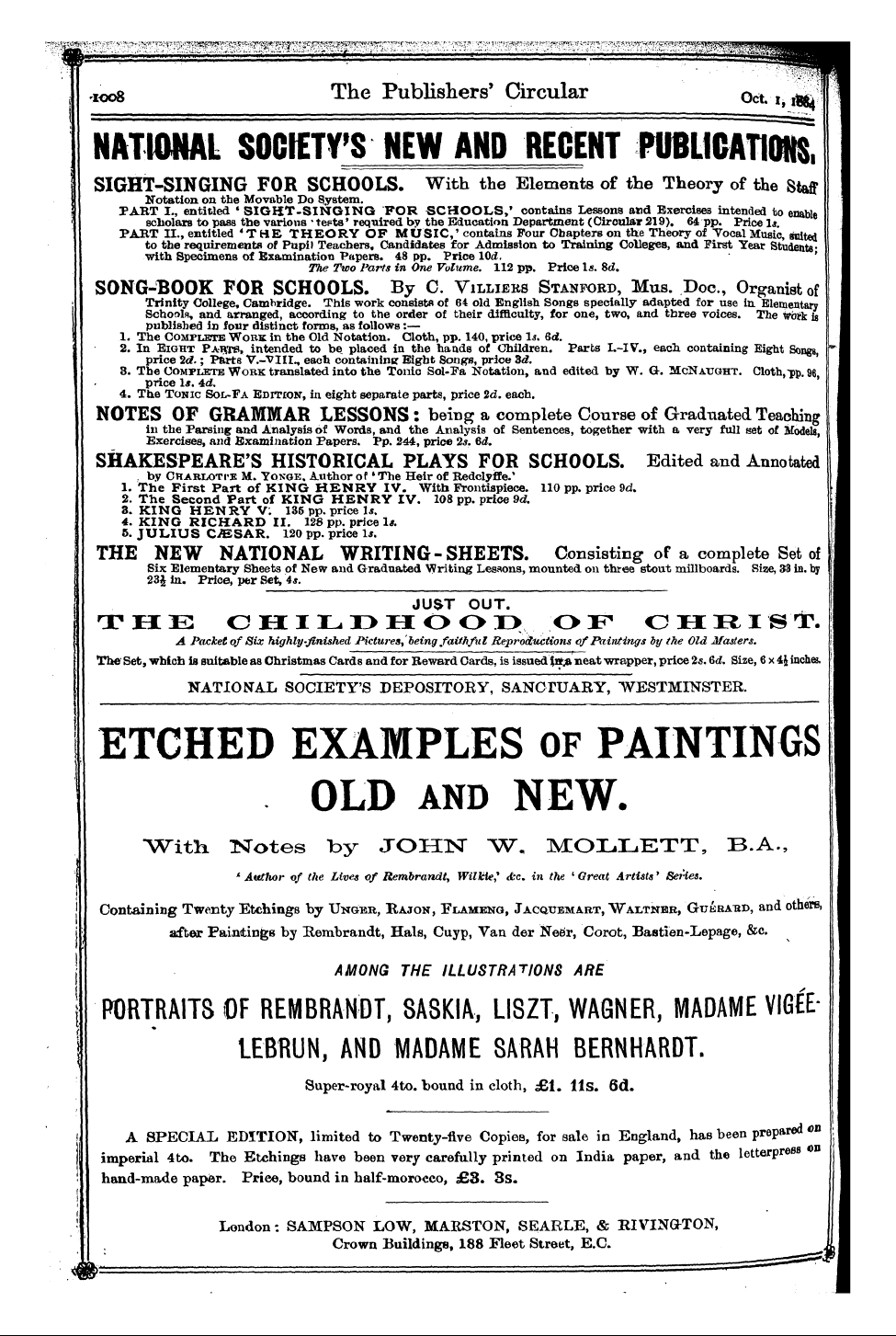 Publishers’ Circular (1880-1890): jS F Y, 1st edition - Ad11201