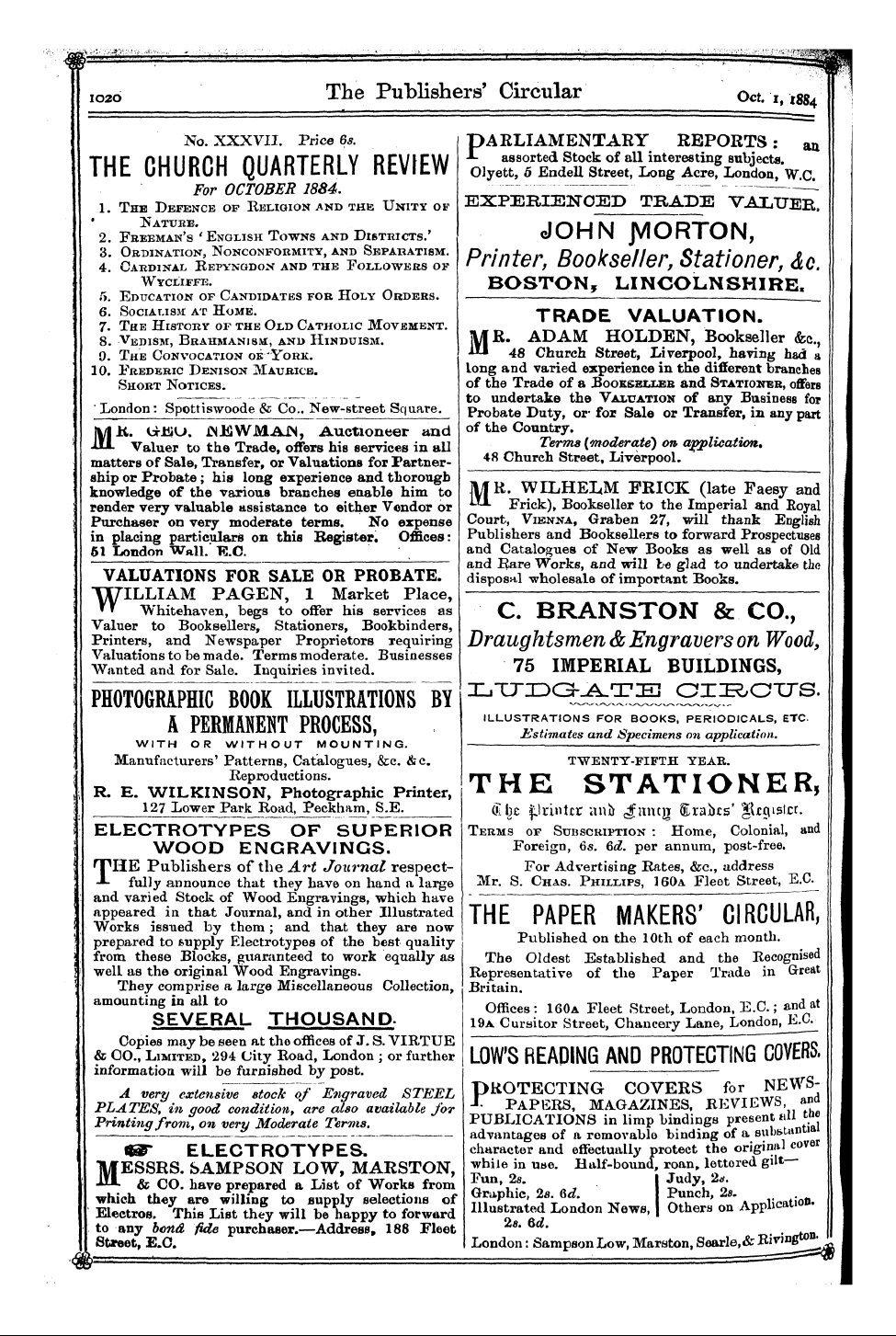 Publishers’ Circular (1880-1890): jS F Y, 1st edition - Ad12407