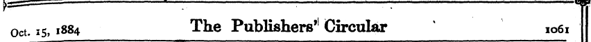 Oct. 15 , 1884 The Publishers' 1 Circula...