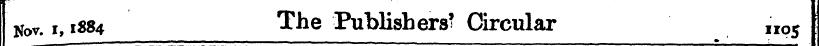 n Nov. i, 1S84 The Publishers' Circular ...