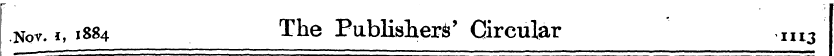 Nov. i, 1884 The Publisher^ Circular ,II...