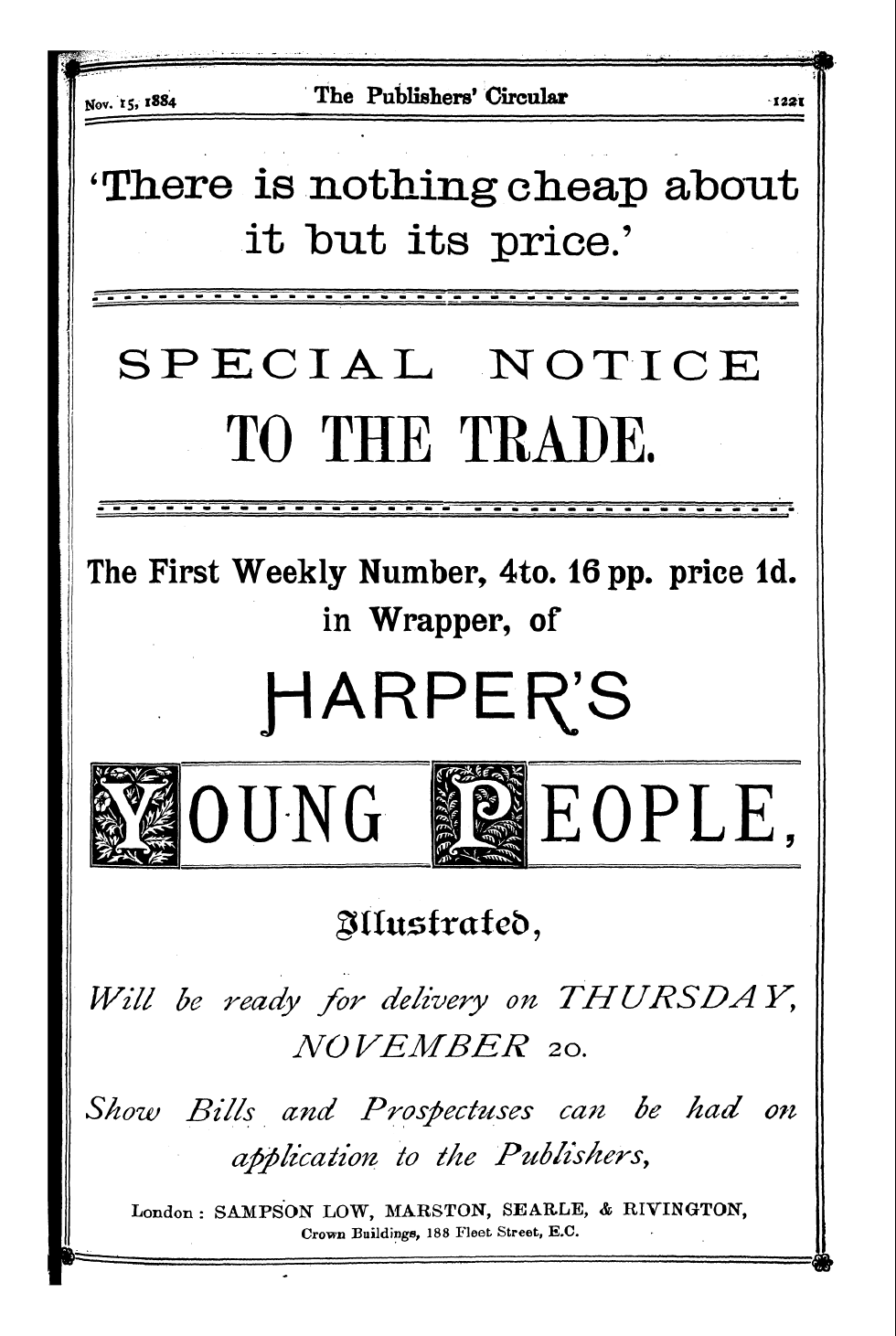 Publishers’ Circular (1880-1890): jS F Y, 1st edition: 33