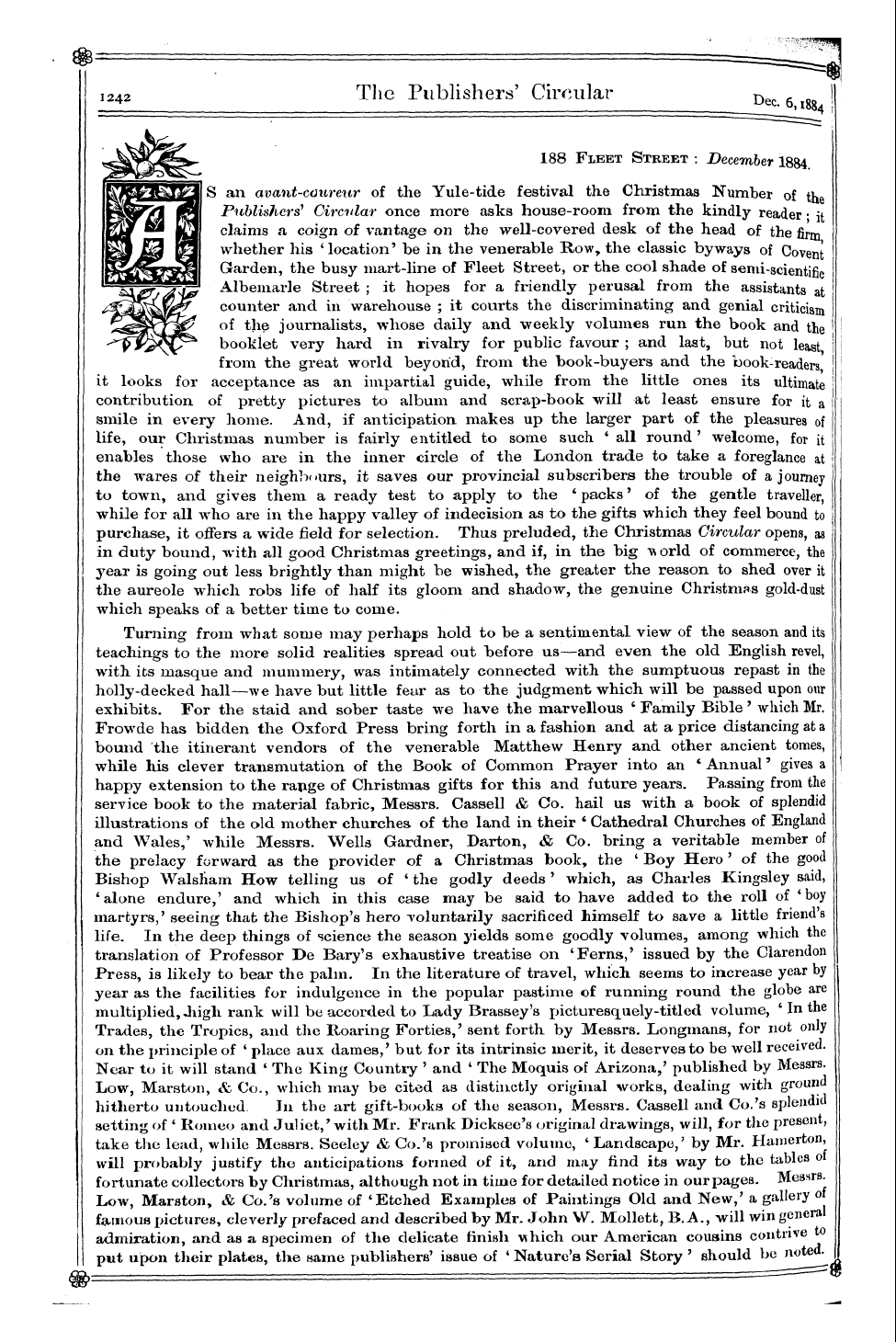 Publishers’ Circular (1880-1890): jS F Y, 1st edition - 188 Fleet Steeet : December 1884