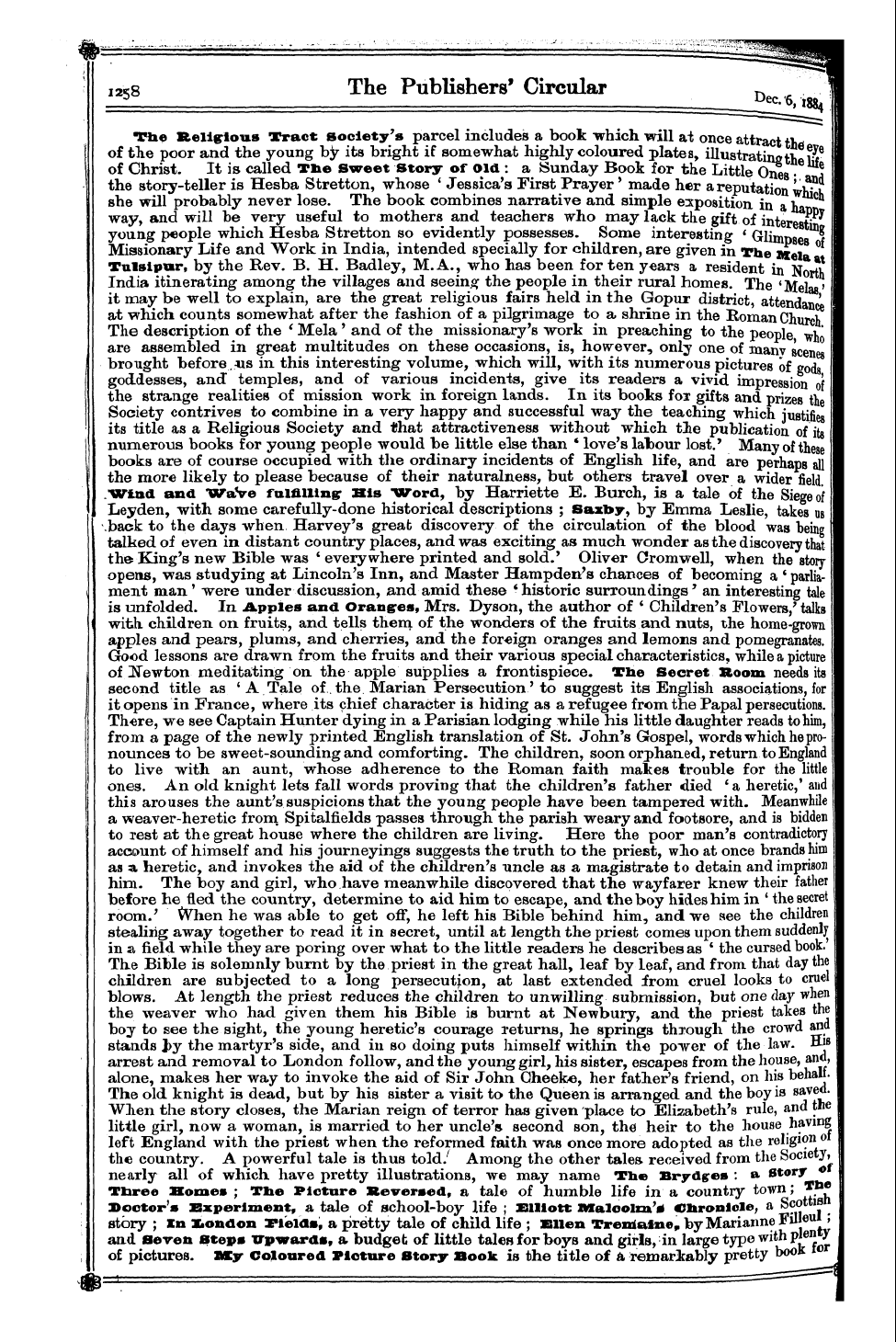 Publishers’ Circular (1880-1890): jS F Y, 1st edition - Of Of The Christ Thie Poor . Religious A...