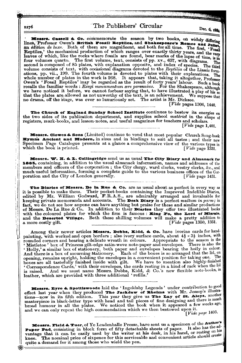 Publishers’ Circular (1880-1890): jS F Y, 1st edition - Lines ' Hcessrs , Professor . Caasell Ow...