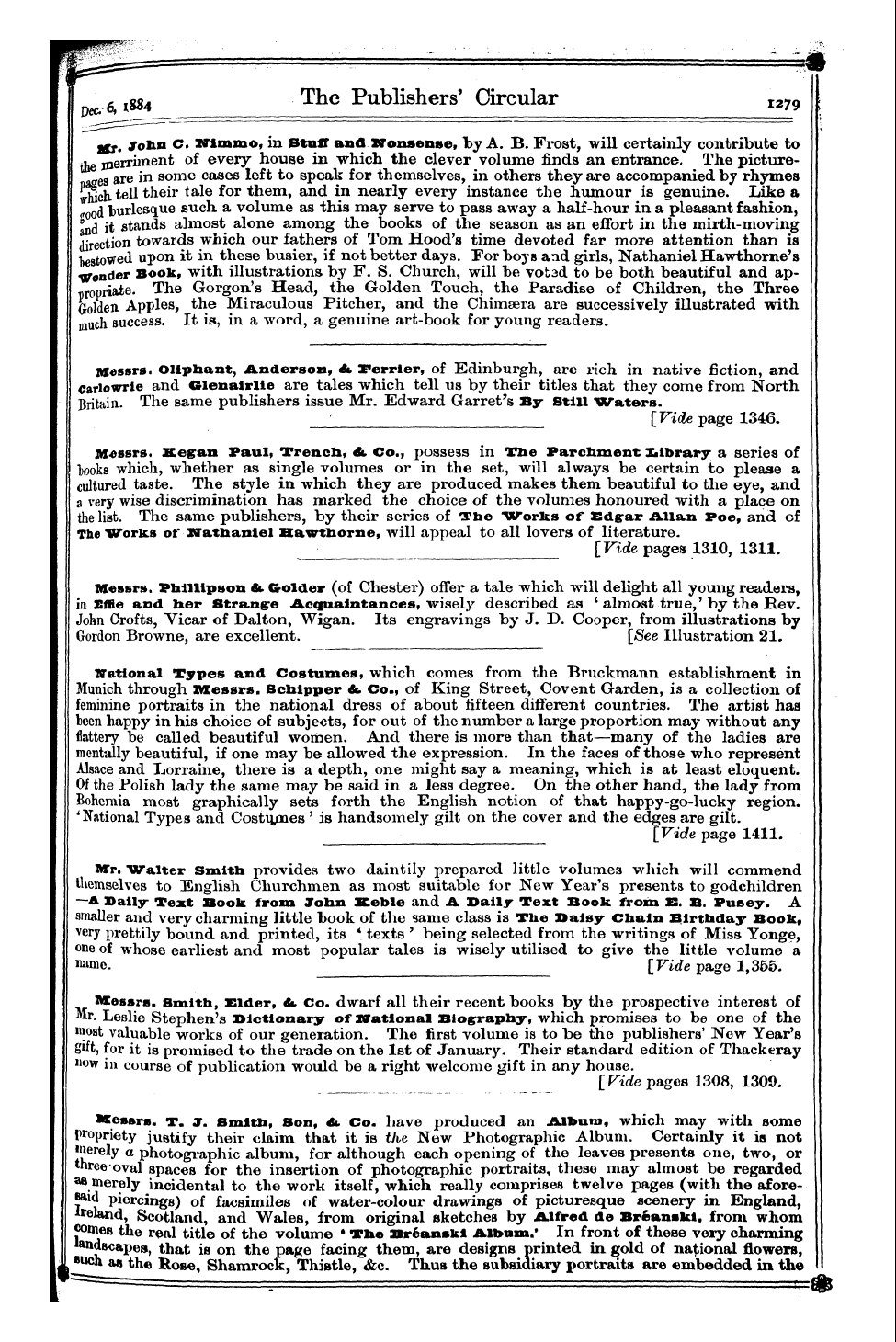 Publishers’ Circular (1880-1890): jS F Y, 1st edition - Messrs. Smith, Elder, Db Co. Dwarf All T...