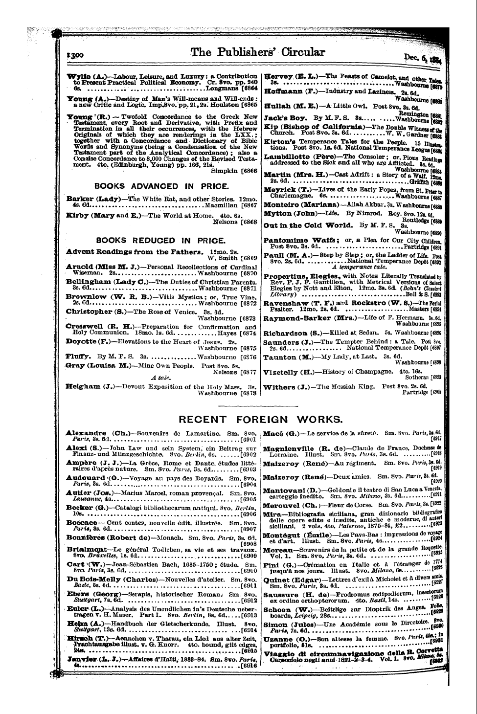 Publishers’ Circular (1880-1890): jS F Y, 1st edition - Ale Paris ^Candre , 3s. 6d (Ch.)~Souveni...