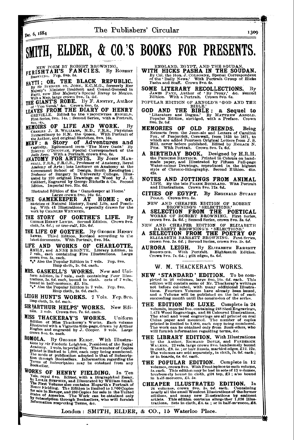 Publishers’ Circular (1880-1890): jS F Y, 1st edition - Ad07701
