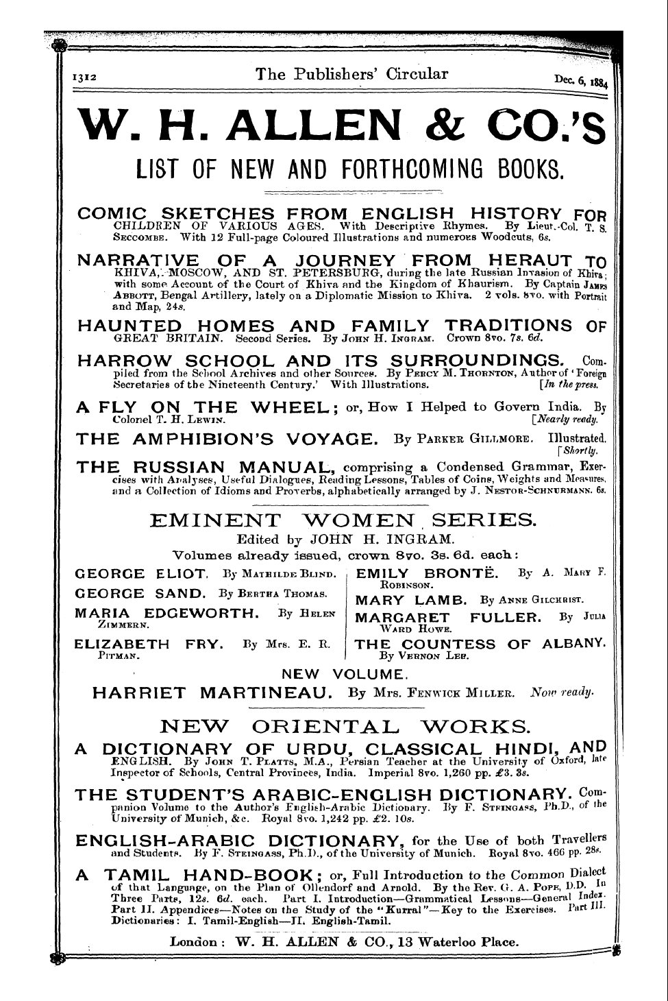 Publishers’ Circular (1880-1890): jS F Y, 1st edition - Ad08001