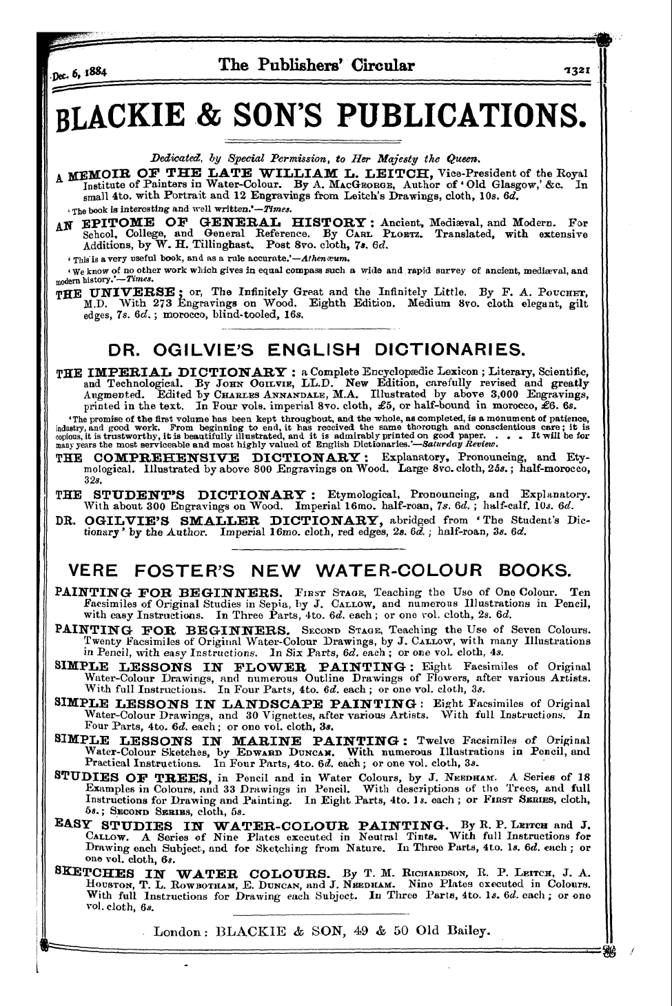 Publishers’ Circular (1880-1890): jS F Y, 1st edition - Ad09701