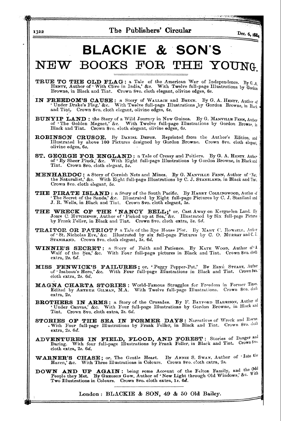 Publishers’ Circular (1880-1890): jS F Y, 1st edition: 98