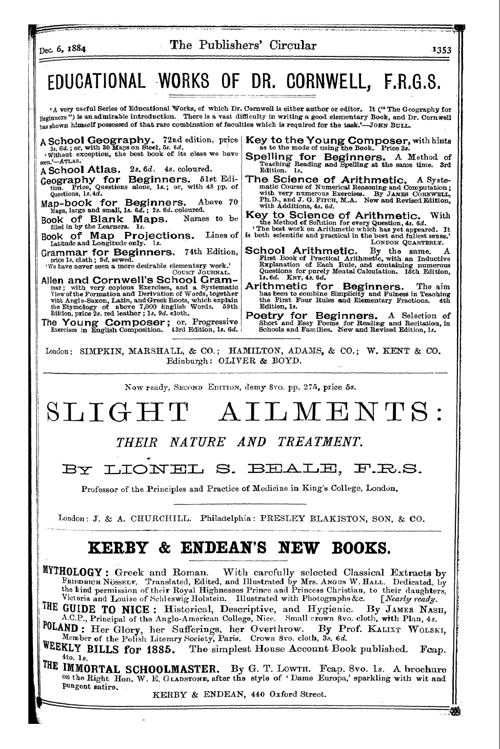 Publishers’ Circular (1880-1890): jS F Y, 1st edition - Ad17302