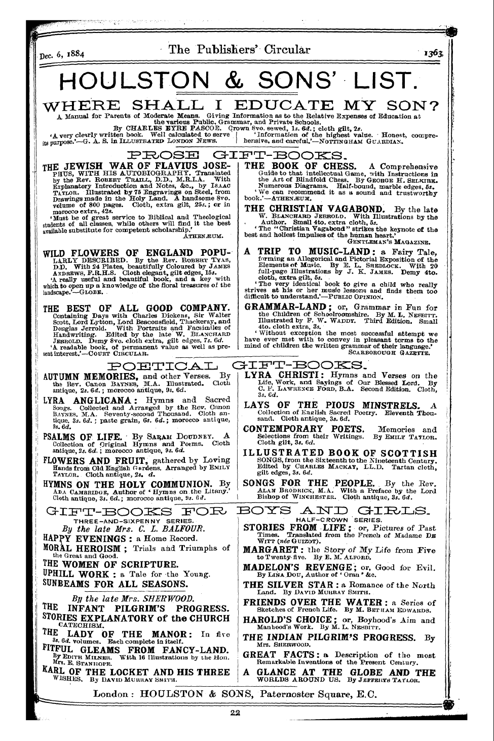 Publishers’ Circular (1880-1890): jS F Y, 1st edition: 199