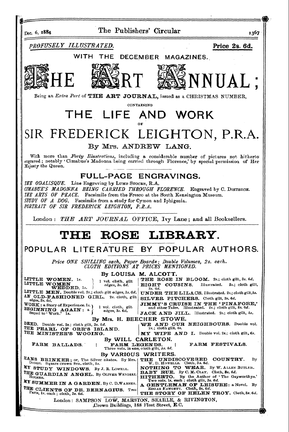 Publishers’ Circular (1880-1890): jS F Y, 1st edition - Ad20301