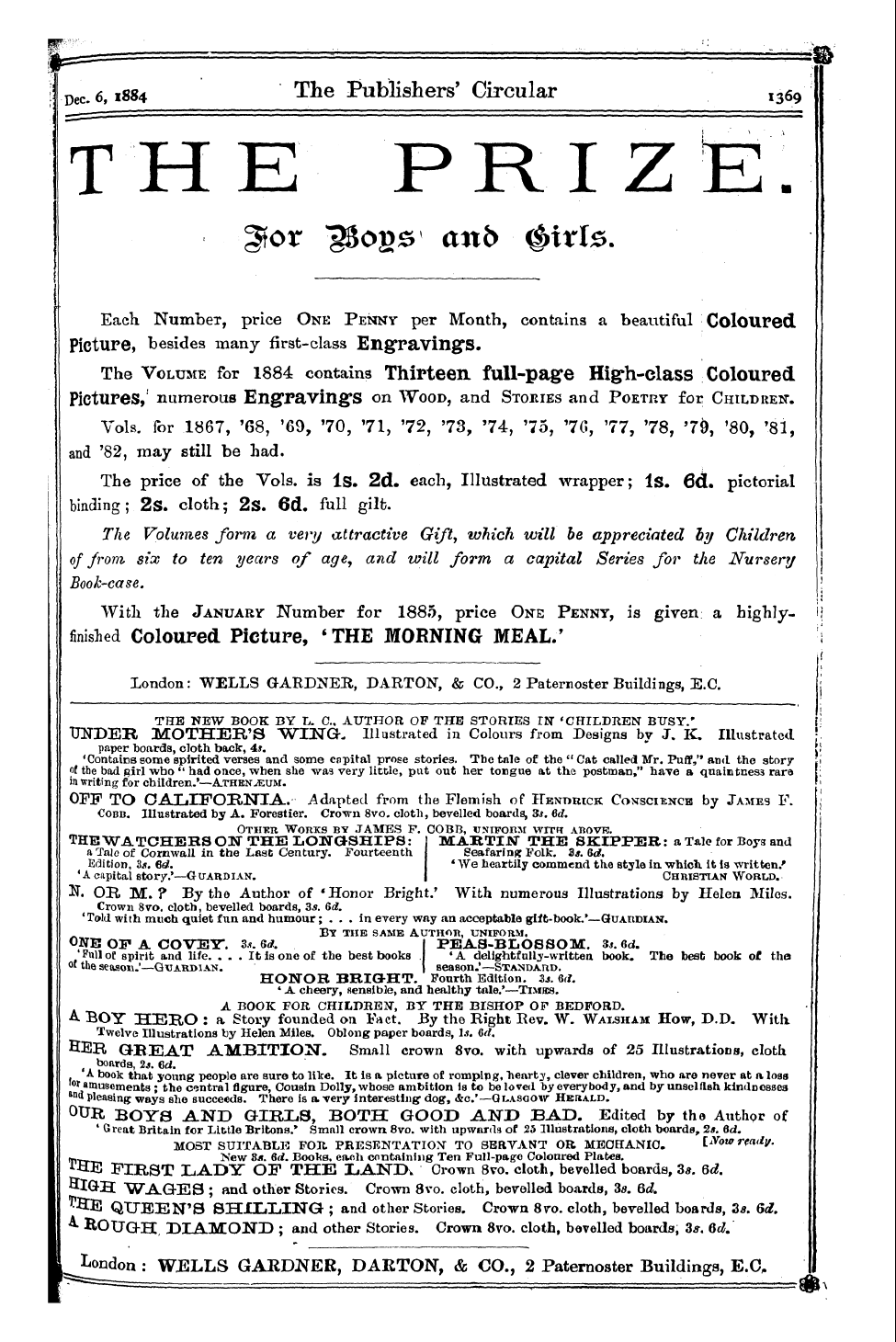 Publishers’ Circular (1880-1890): jS F Y, 1st edition - I Dec. 6,1884 The Publishers' Circular I...