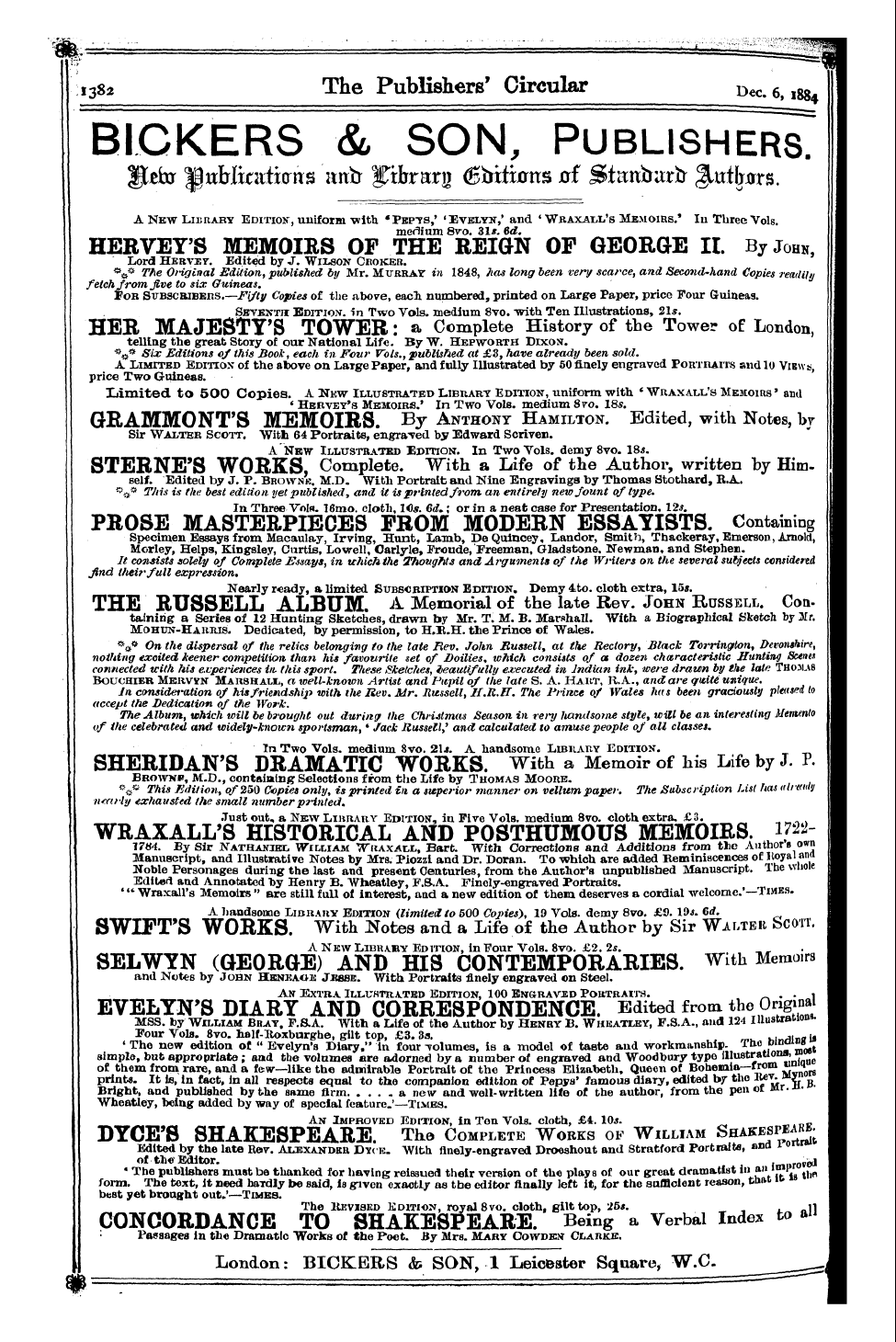 Publishers’ Circular (1880-1890): jS F Y, 1st edition - Ad23401