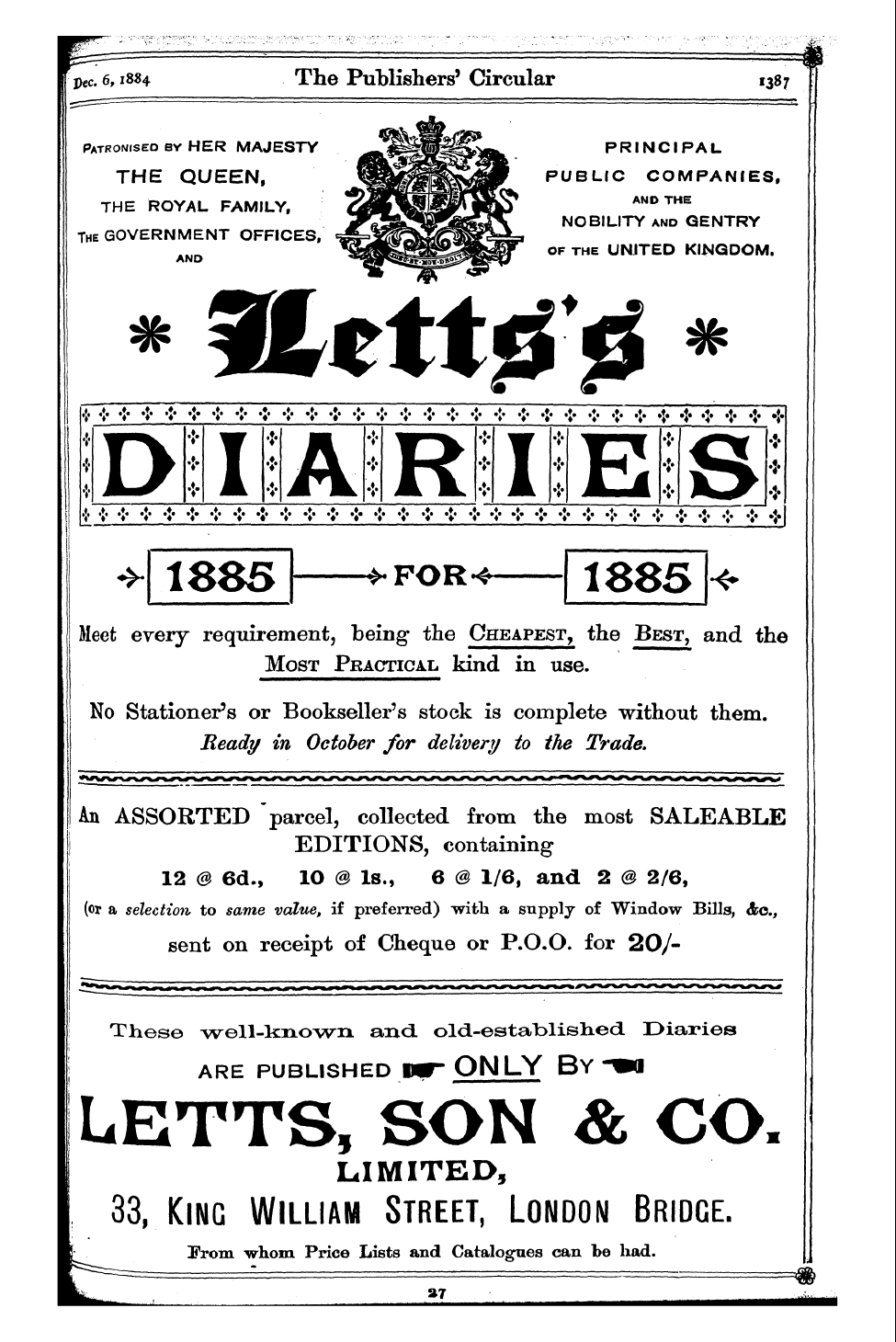 Publishers’ Circular (1880-1890): jS F Y, 1st edition - Ad23901