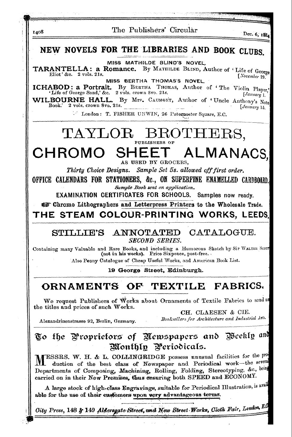 Publishers’ Circular (1880-1890): jS F Y, 1st edition: 272