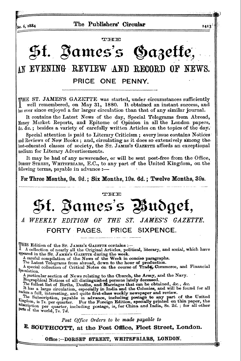 Publishers’ Circular (1880-1890): jS F Y, 1st edition - Ad27701