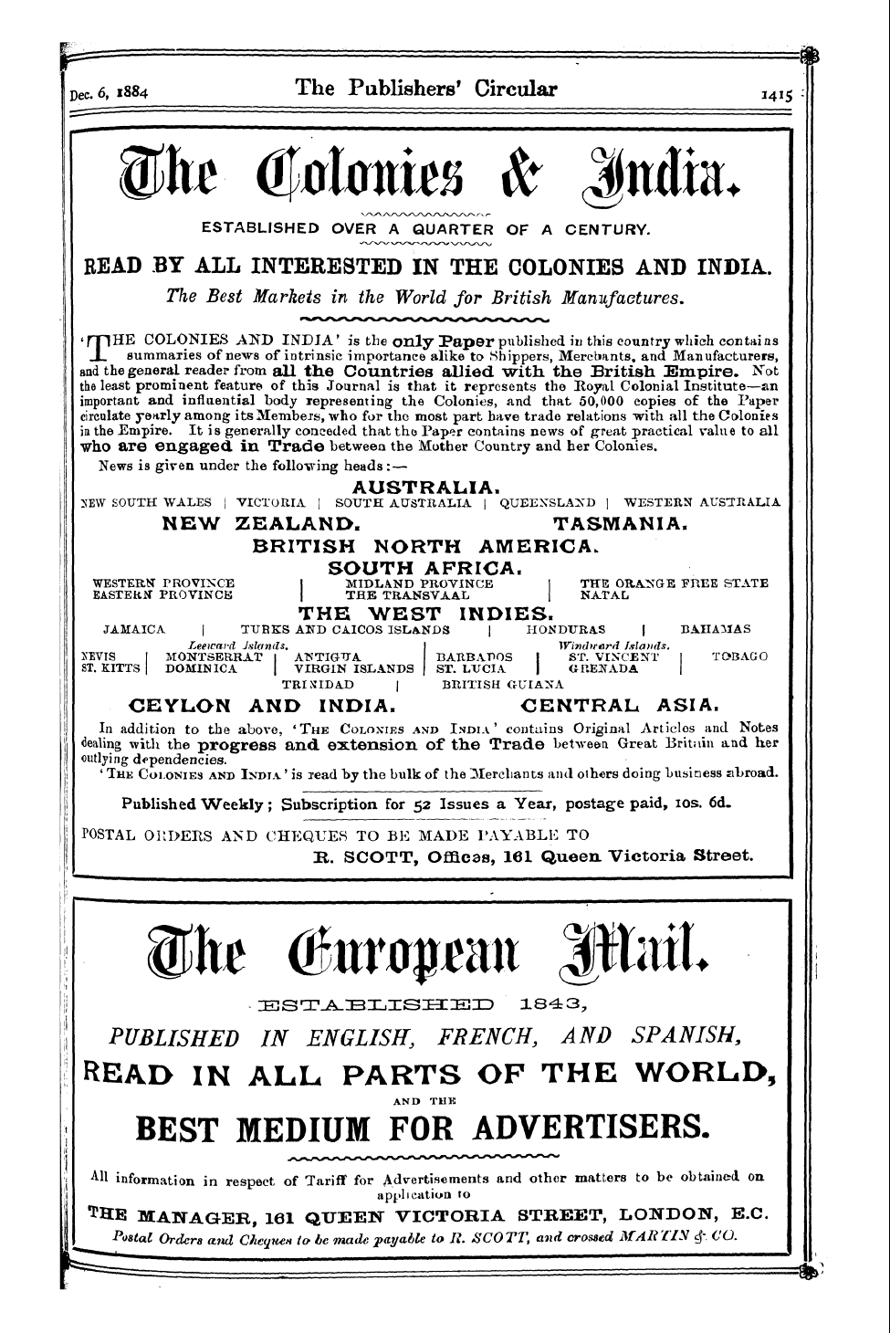 Publishers’ Circular (1880-1890): jS F Y, 1st edition - Ad27901