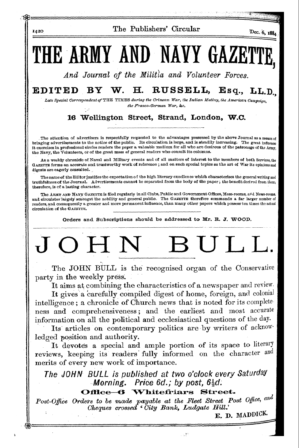 Publishers’ Circular (1880-1890): jS F Y, 1st edition - Ad28401