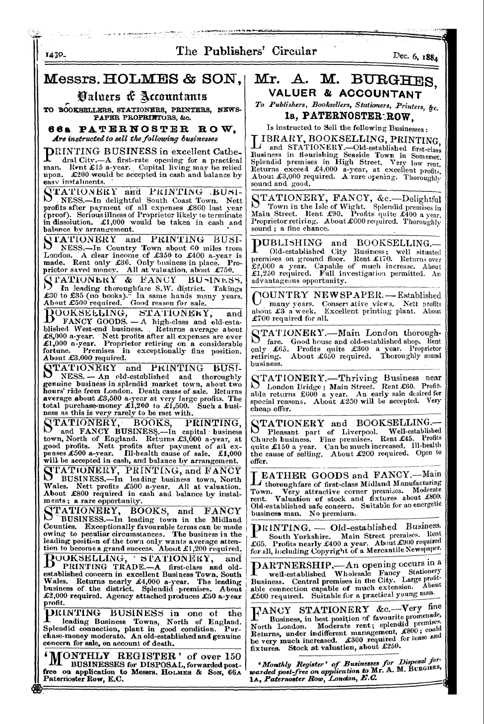 Publishers’ Circular (1880-1890): jS F Y, 1st edition: 294