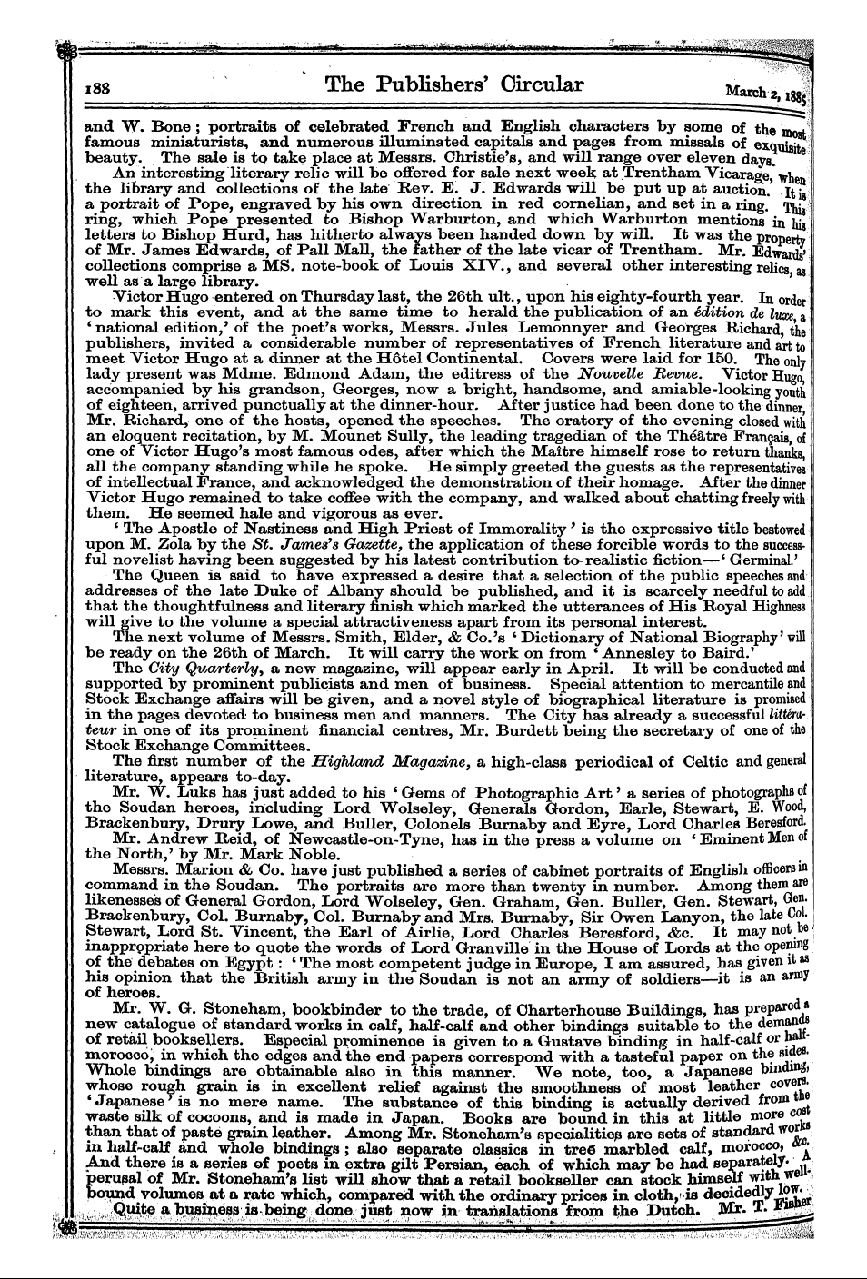 Publishers’ Circular (1880-1890): jS F Y, 1st edition: 4