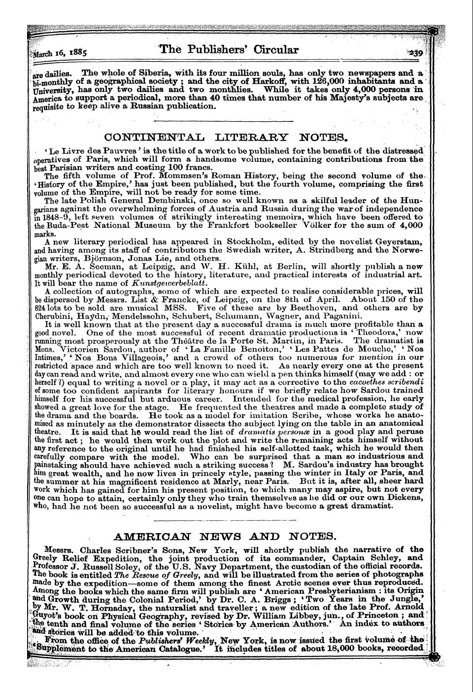 Publishers’ Circular (1880-1890): jS F Y, 1st edition - American News Ant> Notes.