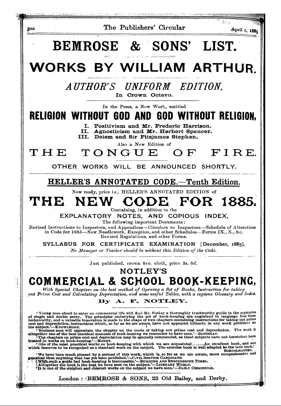 Publishers’ Circular (1880-1890): jS F Y, 1st edition: 22