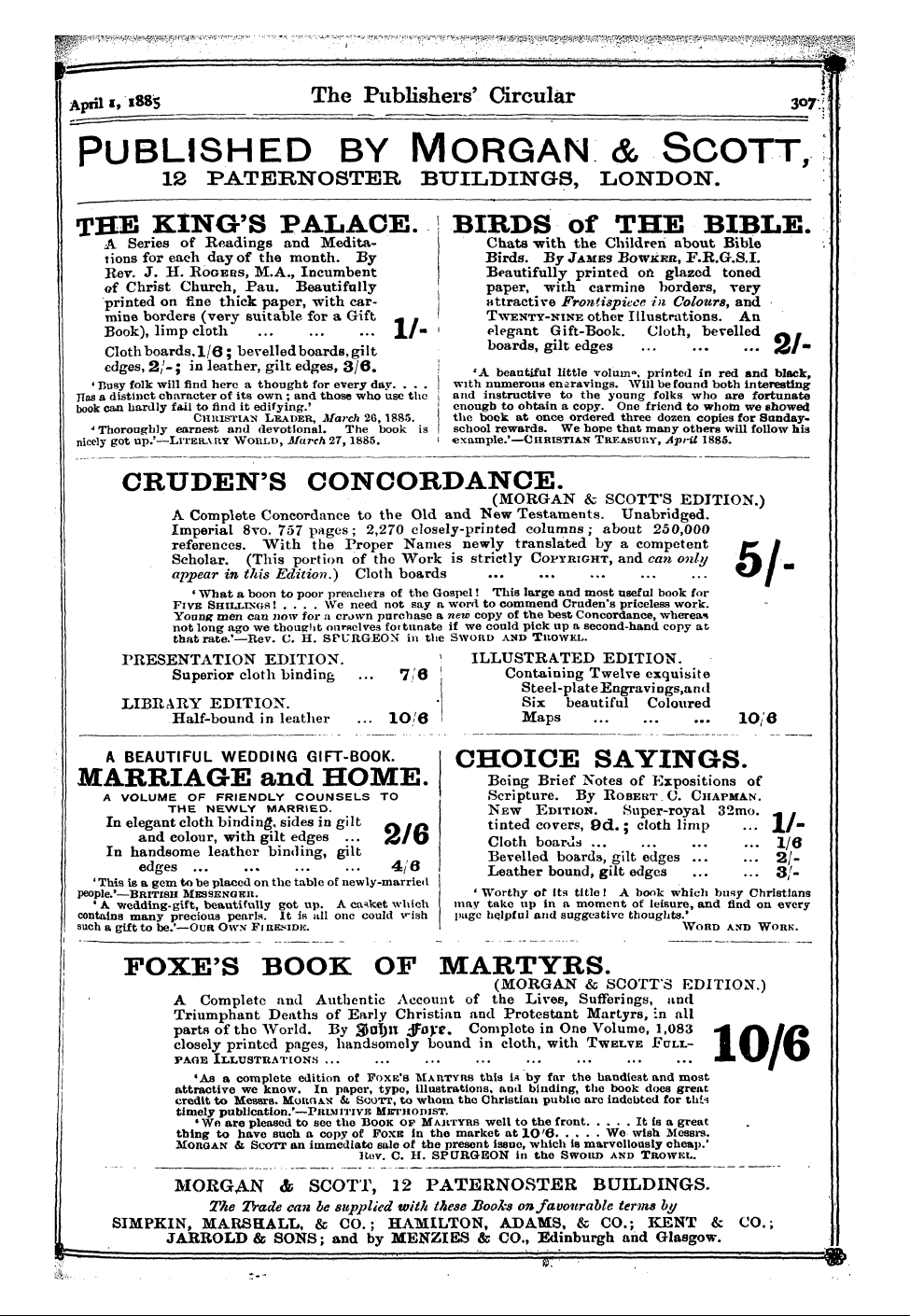 Publishers’ Circular (1880-1890): jS F Y, 1st edition - Ad02701