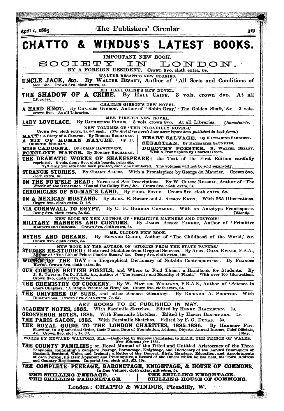 Publishers’ Circular (1880-1890): jS F Y, 1st edition - Msmmmimms^^