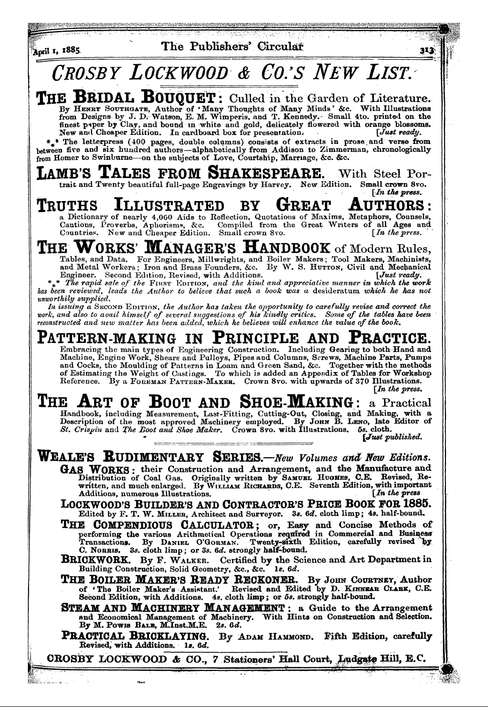 Publishers’ Circular (1880-1890): jS F Y, 1st edition - Ad03301