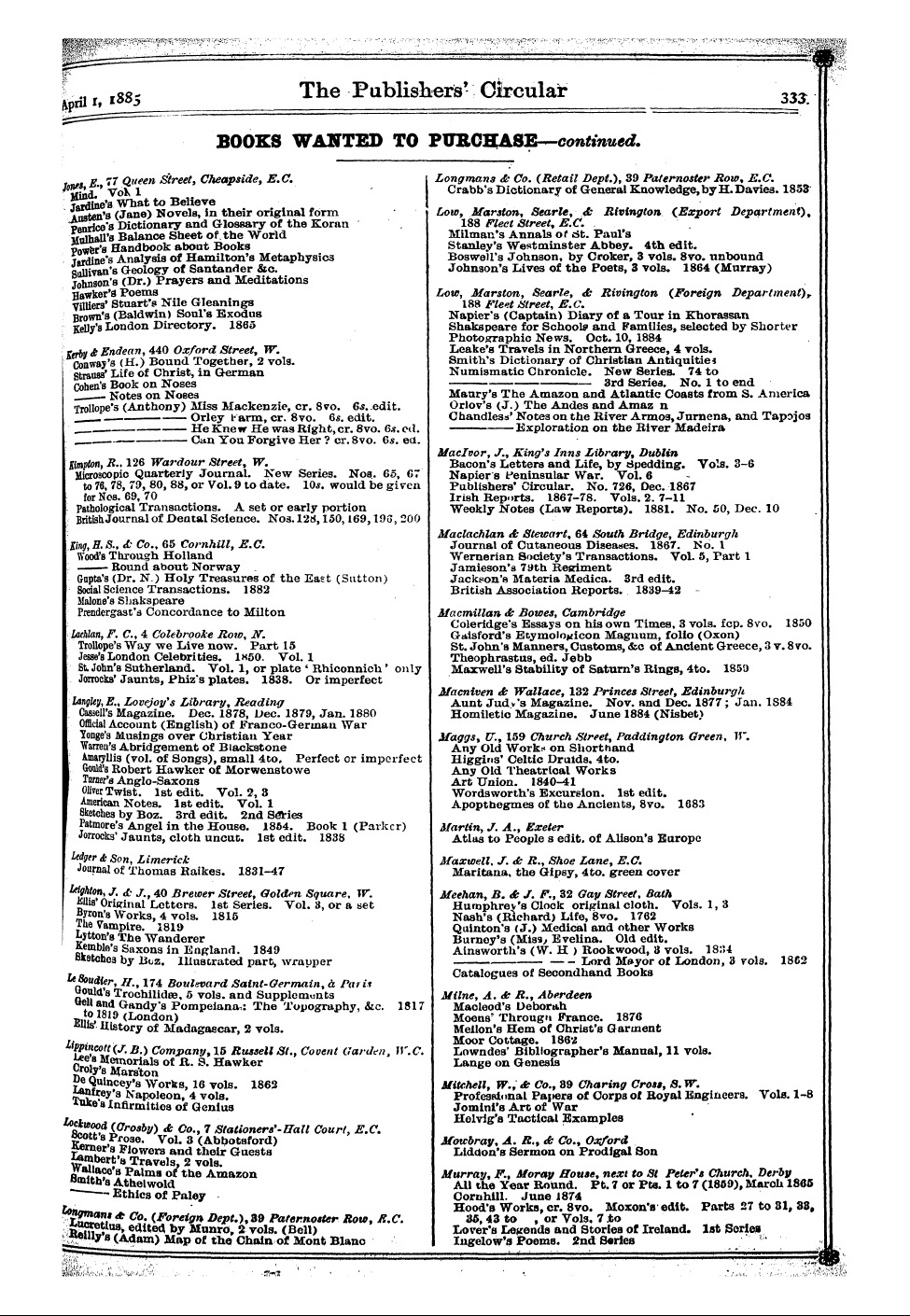 Publishers’ Circular (1880-1890): jS F Y, 1st edition - ^^^^^^^ V S^ ' '? ^ : - J?"!V :^Y'-R " :...