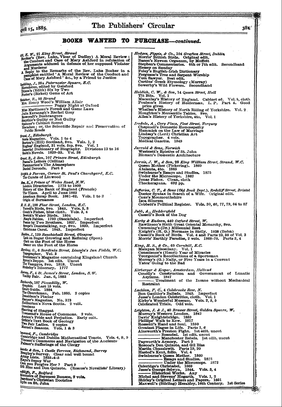 Publishers’ Circular (1880-1890): jS F Y, 1st edition: 49