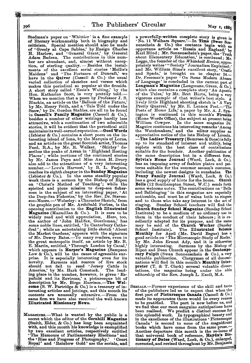 Publishers’ Circular (1880-1890): jS F Y, 1st edition - Magazines Secret Which .—What The Editor...